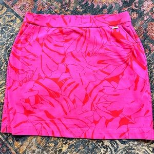 Rafaella Pink and Red Leaf Print Mini Skort